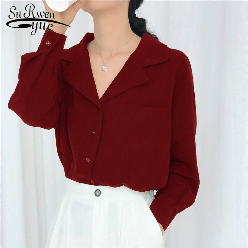 

blusas mujer de moda 2019 womens tops and blouses spring/autumn ladies tops blusa feminina chiffon long sleeve OL shirts 6076 50