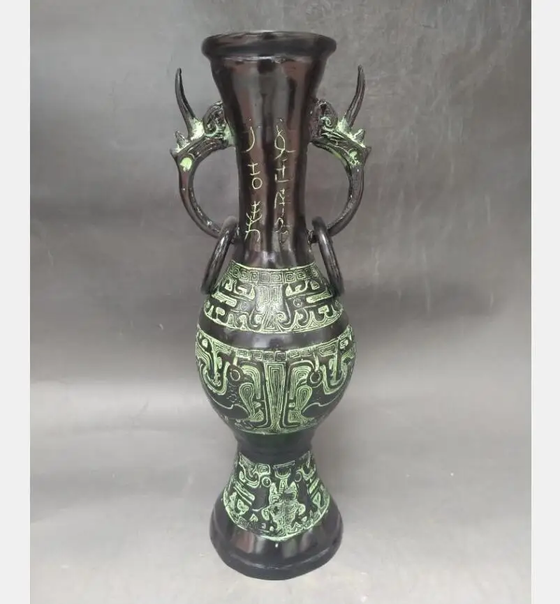 

China bronze double ring vase crafts statue