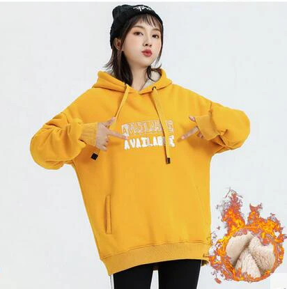 Yellow B Свитшоты модные женские пуловеры плотные розовые фиолетовые топы Свободные толстовки с длинными рукавами женские осенне-зимние пальто укороченный топ с капюшоном - Цвет: Yellow B