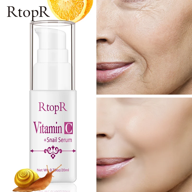 

RtopR VC Snail Face Serum Hyaluronic Acid Anti-aging Whitening Moisturizing Firming Shrink Pores Brighten Skin Face Skin Care