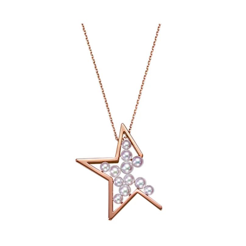 

MANI E PIEDI Pearl And Star Pendant Necklace With Stud Earring For Women Rose Gold Choker Designer Jewelry Set Korean Girls Gift