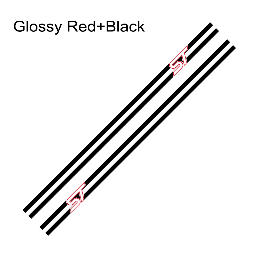 2 шт./лот Авто Декор кузова виниловые наклейки для автомобиля Стайлинг наклейки для Ford Focus ST СПОРТ дверь боковая юбка полоса светоотражающие Аксессуары - Название цвета: Glossy Black Red