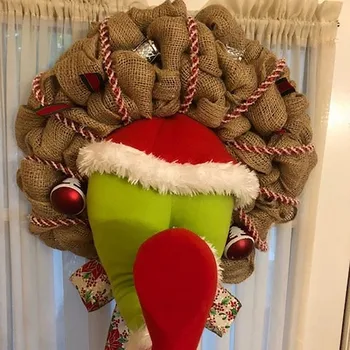 

Guirnalda navidad Christmas Burlap Wreath Xmas village wreath Christmas wreath for front door Decoration on christmas wreath
