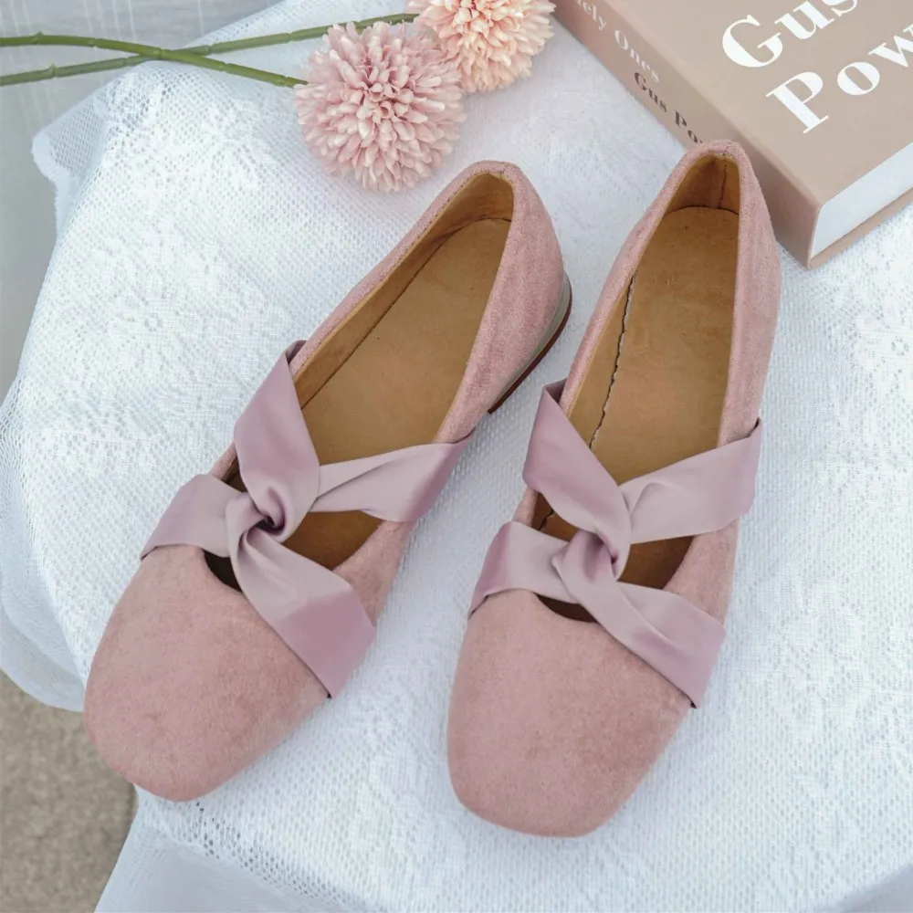 

EOEODOIT 2020 Spring Women Flats Shoes Square Toe Slip On Casual Flat Heel Lady Weekends Ballet Flats Fashion 2 CM Square Heel