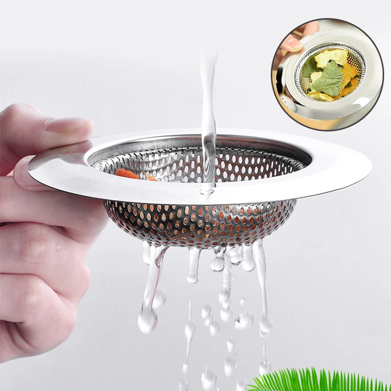 Sink Drain Filter Household Stainless Steel Sink Strainer Metal Filter Bath Drain Waste Screen 1PC