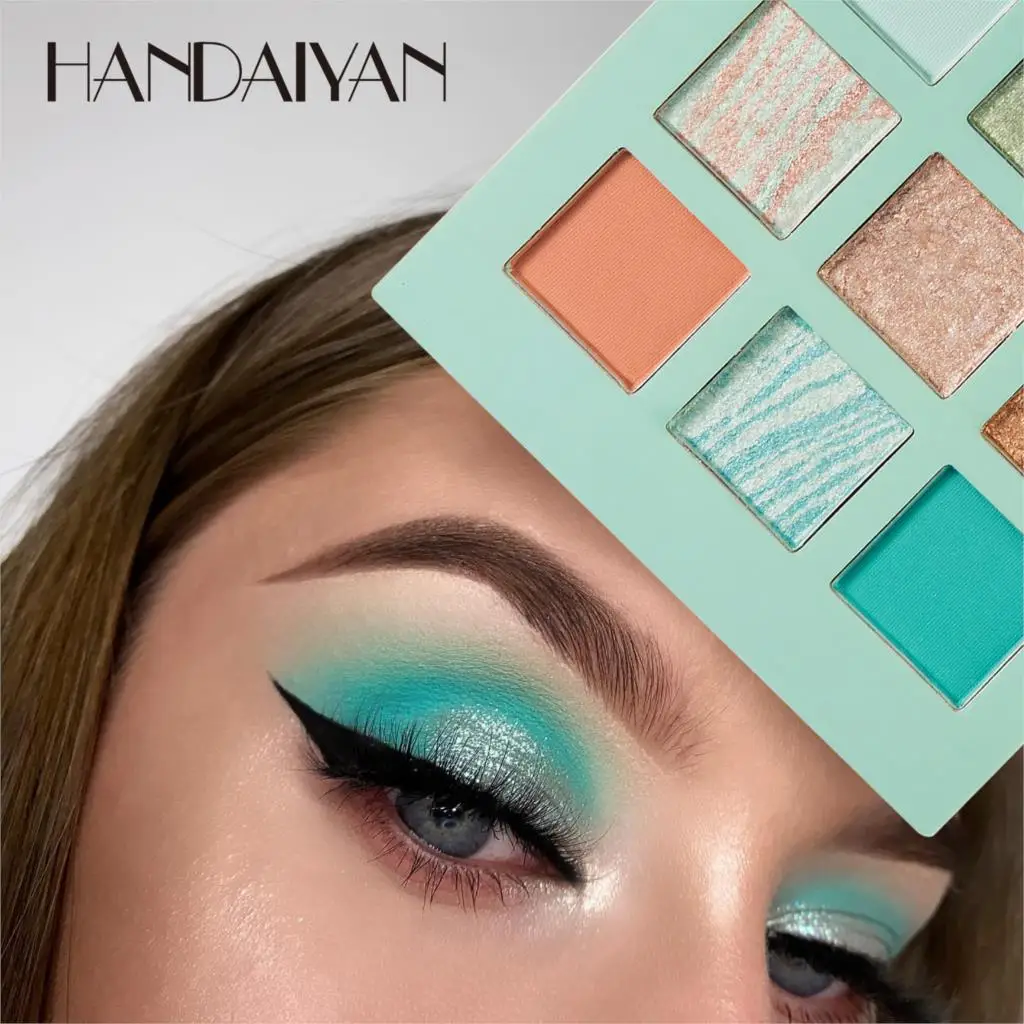 New Cosmetics Shiny Matte Shimmer Eyeshadow Palette Glitter Long Lasting Green White Pigment Waterproof Palette
