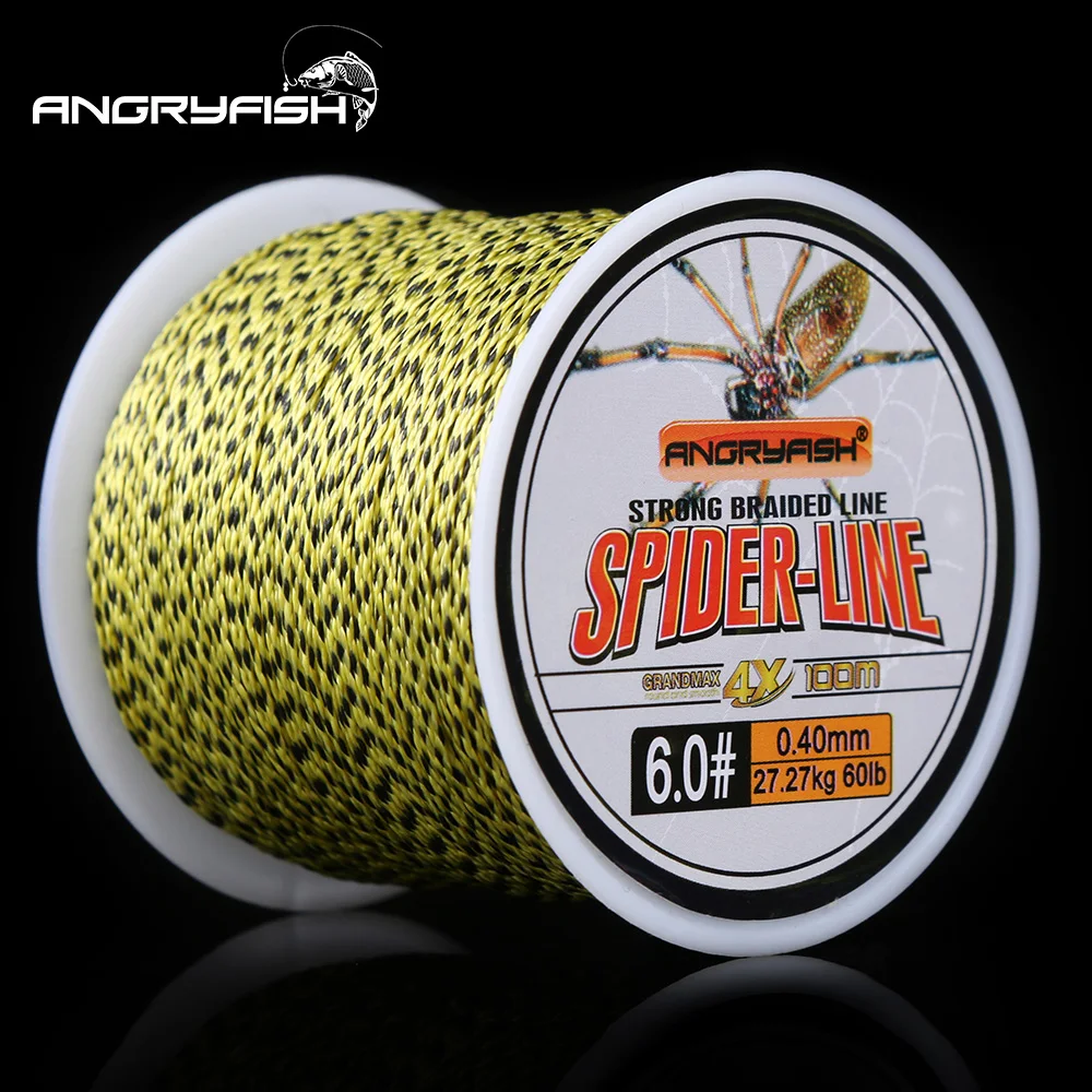 Camou Yellow Бренд Angryfish, серия Spider-Line, 4 нити, 300 м, PE плетеная леска, камуфляжная, желтая и коричневая, 10лб-60lb, прочная - Цвет: Camou Yellow