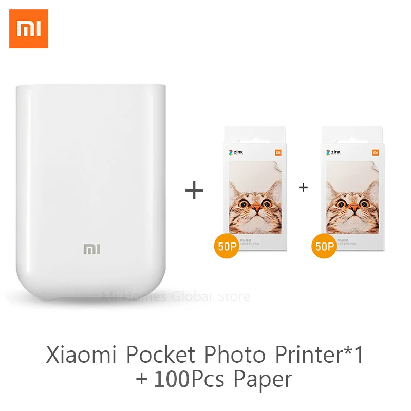 Global Version Xiaomi Mijia Photo Printer 300dpi Mi Portable Mini Pocket Picture Printer For Smartphone Works With Mi Homes App pocket printers Printers