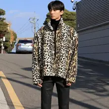 Осенняя леопардовая кожаная куртка из искусственного меха норки, Мужская зимняя утолщенная теплая короткая кожаная куртка, мужские свободные куртки jaqueta de couro B115
