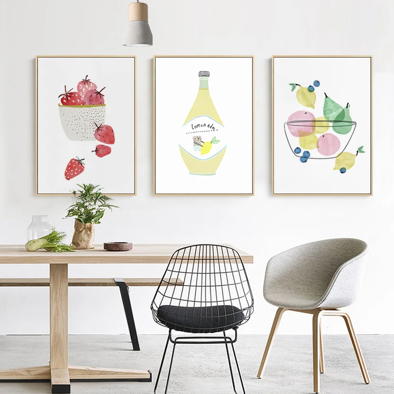 Funny-Fruit-Kitchen-Wall-Art-Poster-Nordic-Cartoon-Lemon-Strawberry-Kitchen-Canvas-Painting-Bathroom-Bedroom-Home