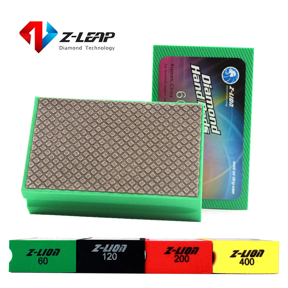 Z-LEAP Hand Polishing Pads Professional Electroplate Foam Backed Abrasive Tool 90*55mm Glass Ceramic Tile Stone Grinding Polish |