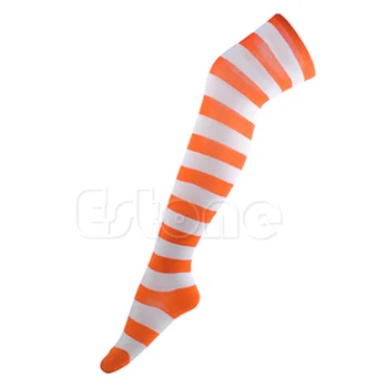 

Women Girl Stripe Stripy Striped Over The Knee Thigh High Stockings Long Socks Q6PB