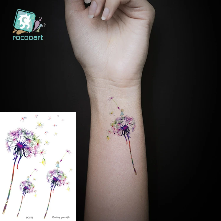

Rocooart Dandelion Waterproof Temporary Tatoo Sticker Fashion Women Men Arm Fake Body Art 10.5X15cm Kids Adult Hand Tattoo Taty