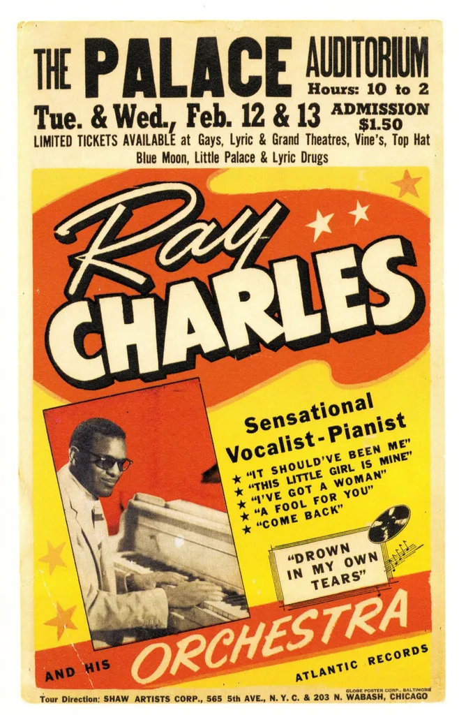 Винтажная реклама афиша концерта Ray Charles музыка классические холщовые картины винтажные настенные плакаты Наклейки домашний Декор подарок - Цвет: Цвет: желтый