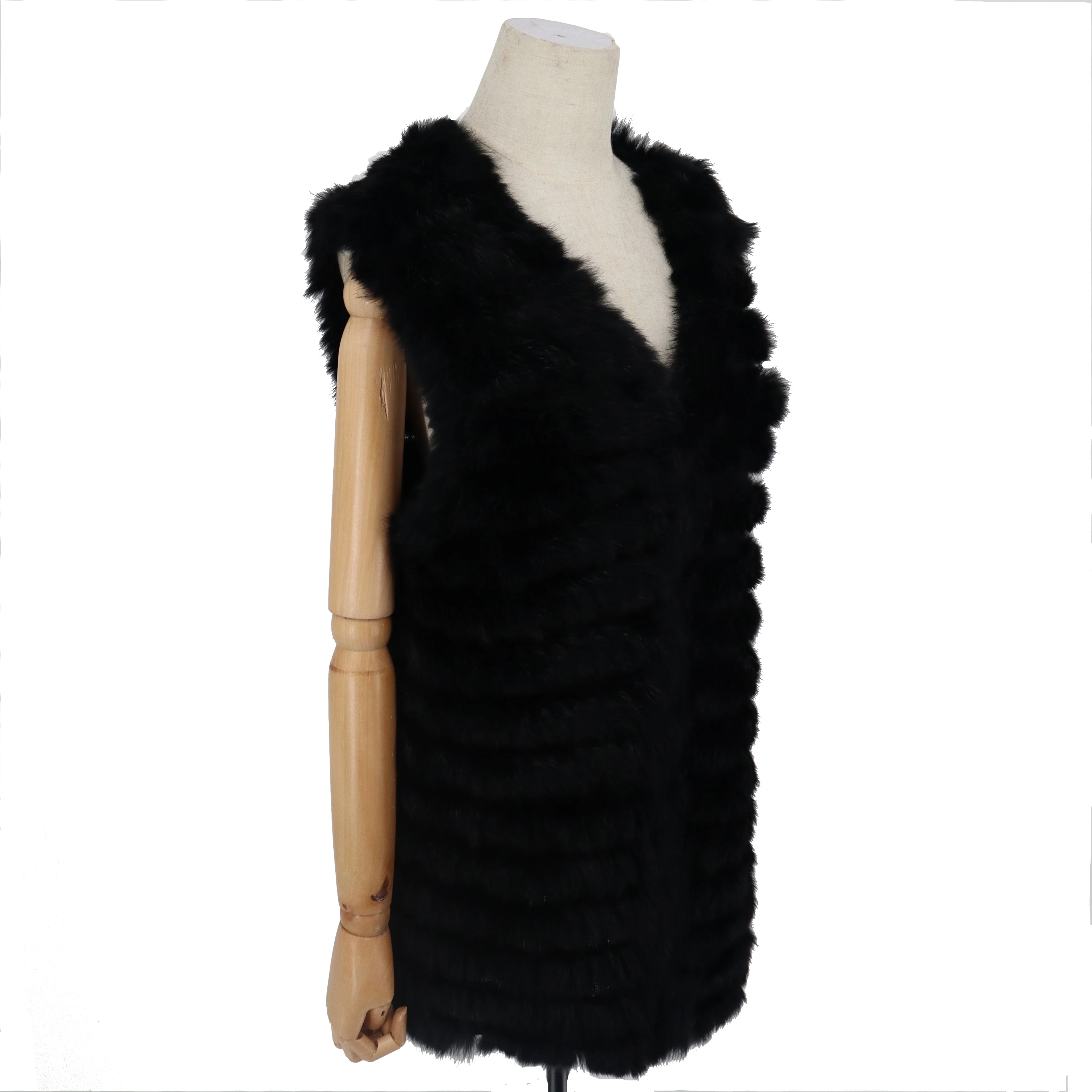 2021 Women Real Rabbit Fur Vest Sleeveless Gilet Knitted Coat Coats | Женская одежда
