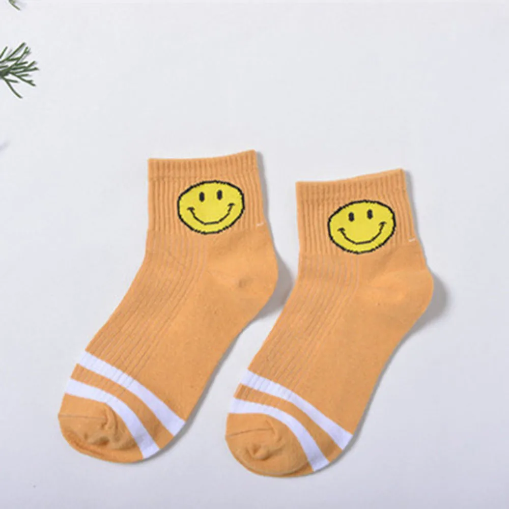 Smiley short tube striped socks comfortable breathable casual slippers socks quality autumn winter men women daily
