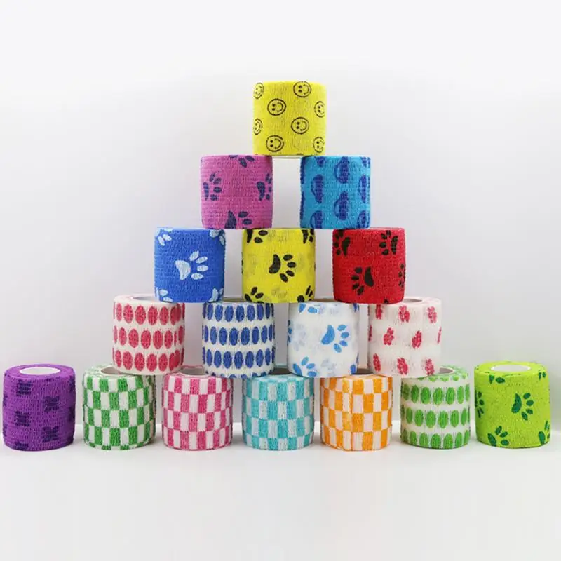 Vendaje elástico autoadhesivo de dibujos animados para primeros auxilios, no tejido, Camuflaje, impermeable, multifuncional, 5CM X 4,5 M