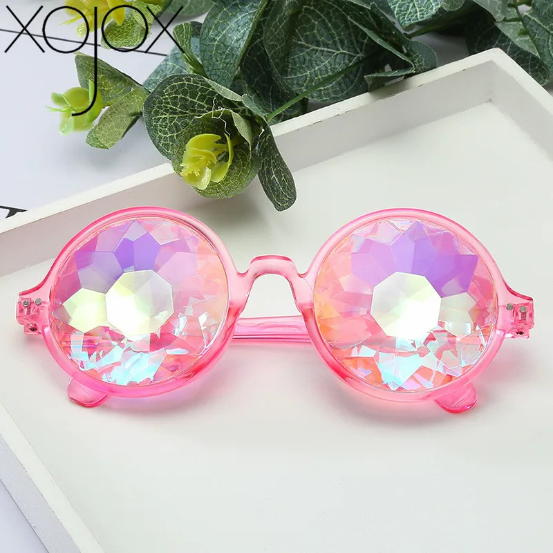 XojoX круглый Калейдоскоп очки Rave фестиваль для мужчин и женщин брендовая дизайнерская голографическая калейдоскоп Хэллоуин вечерние солнцезащитные очки