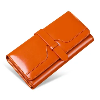 

Leather Women's Wallet New Fashion Buckle Classic Multifunction Long Purses Female Solid Color Card Wallet Women Coin Purses