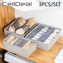 Divider-Boxes Underwear Organizer Storage-Box Drawer Celldeal Bra 3PCS Non-Woven