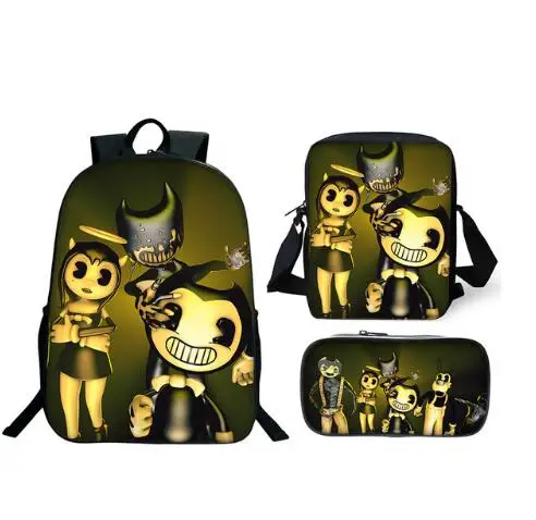 as picture 3 шт./компл. школьная сумка Bendy и чернила машины; Детский рюкзак с притом по Комбинации книжная сумка для мальчиков и девочек Школьный рюкзак ежедневно Mochila - Цвет: as picture