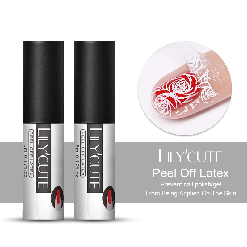

LILYCUTE 5ml Nail Latex Peel Off Tape Paint Gellak Stamping Enamel Soak Off Protective Nail Polish Cuticle Guard Nail Care Tool