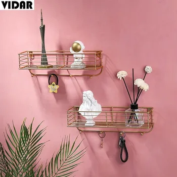 

VIDAR Nordic Minimalist Ins Golden Iron Hook Rack Kitchen Bathroom Storage Rack Wall Decoration Finishing Rack