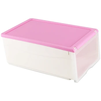 

HOT Transparent Drawer Case Plastic Shoe Storage Boxes Organizer Stackable Box, Pink