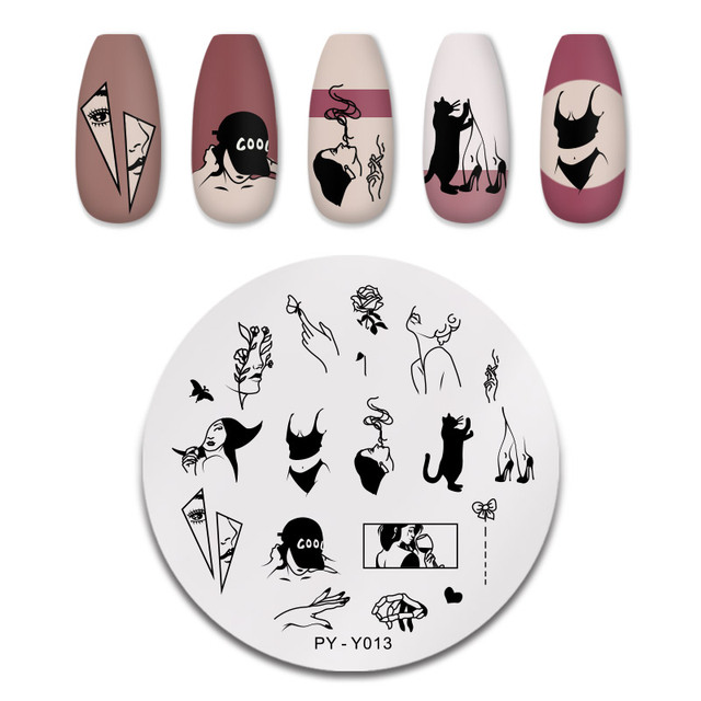 YOU Geometry Nail Stamping Plates Lines Animal Fruits Theme Template Plate Mold Nail Art Stencil Tools