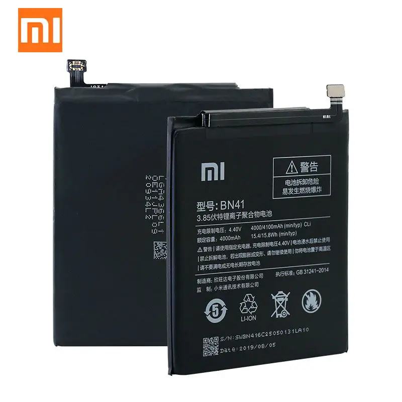 Xiaomi Redmi Note 4 Аккумулятор BN41 4100 мАч для Hongmi Note 4/Redmi Note 4X MTK Helio X20 Высококачественный аккумулятор BN41