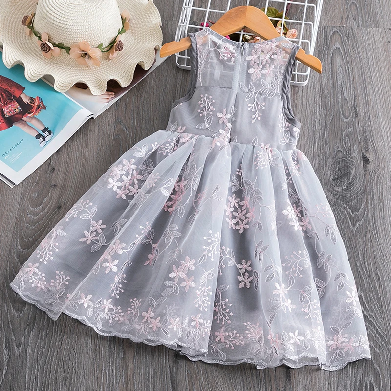 3-8 Years Kids Dress for Girls Party Dress Navy Blue Children Clothing Shiny Sequins Princess Pageant Frock Birthday Costume