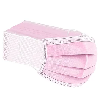 

25pcs Disposable 3-ply Masks Breathable Non-woven Face Mask Mouth Cover Elastic Earloop Facemasks Adults Pink Mascarillas