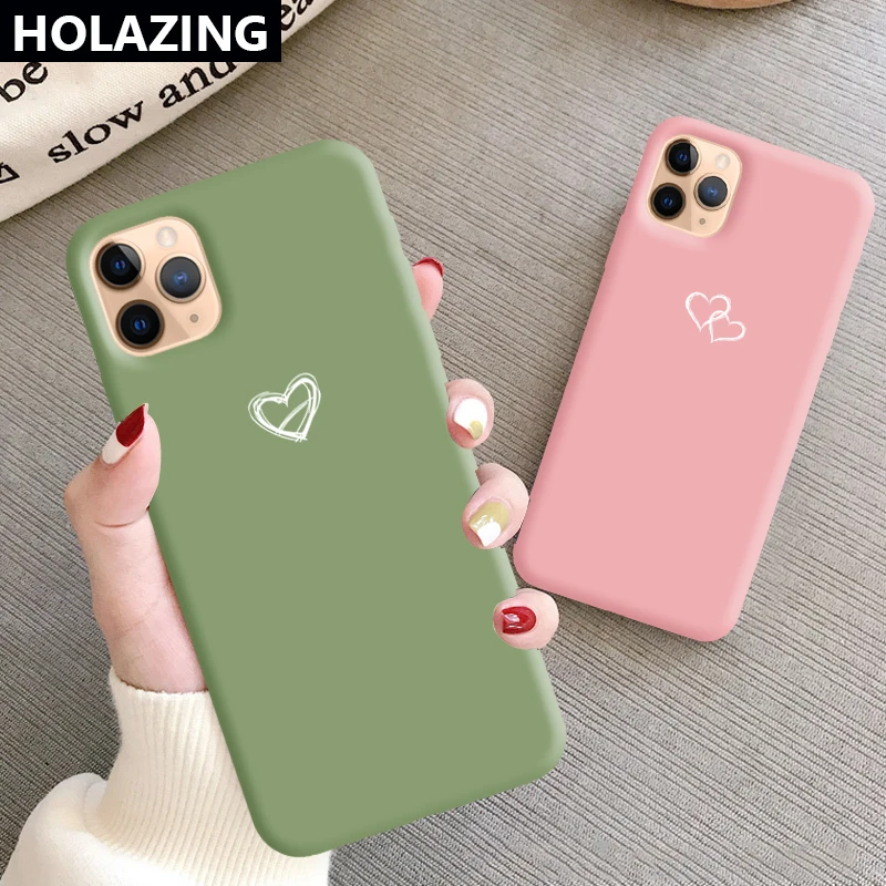 Для iPhone 11 Pro XS Max XR X 8 Plus 7 6S Чехол ярких цветов с принтом сердца милый мягкий