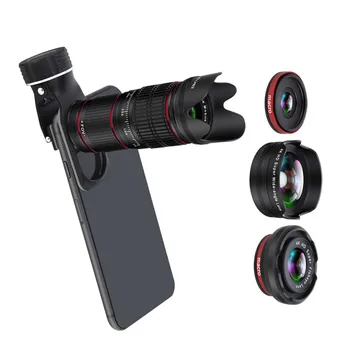 

12.8X Phone Lens 5 In 1 Set Telephoto Fisheye Macro Wide Angle Lens for IPhone X XS XR for Samsung Huawei Android Smartphone