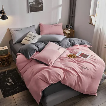 

Personality College Students Dormitory Beddings Three-Piece Set Single Bedroom Men's Gray Quilt Quilt Cover Two-Piece Set