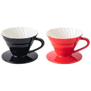 

Colorful Coffee Maker Screw Thread Inside Ceramic Coffee Dripper Coffee Brewer Drip Cup for 1-2 People Red