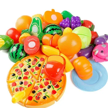 

New Cook Cosplay Baby Kitchen Toys Plastic Kitchen Toys Fruit Vegetable Cutting Kids Fantasy Games Toys Educational