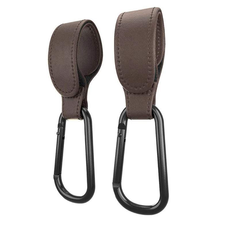 baby stroller accessories set 1/2pcs Portable PU Leather Baby Stroller Hook Hanger Velcros Pram Hook Carabiner Cart Organizer Clip for Stroller Accessories baby stroller handle cover