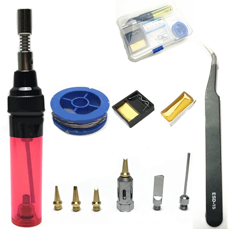 G253340A 1300 Цельсия бутановый газовый сварочный паяльник сварочная ручка горелка дующий фонарь Газовый паяльник беспроводной бутановый наконечник инструмент - Цвет: G253340A