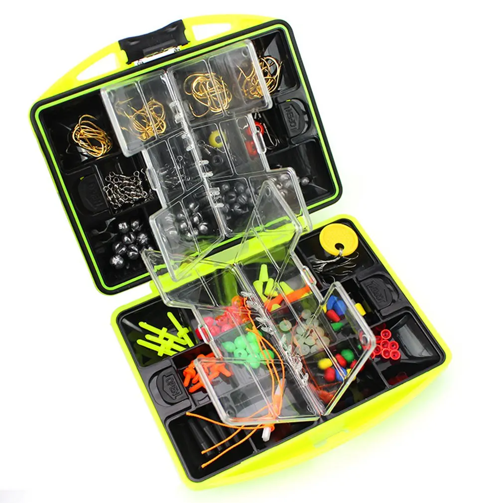 

Box Rock Fishing Set Fishing Tackle Box Swivels Jig Hook Sinker Floating Beads Carp Fishing Tools Accessories Box