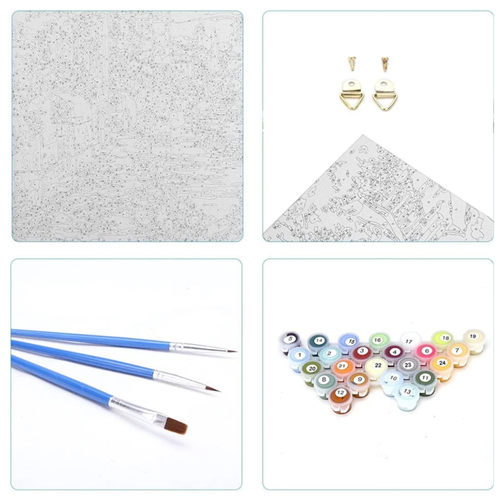 1 Set DIY Harbor Landscape Oil Painting Paint by Number Kits Drawing On Canvas for Kids Adults Home Decoration Gift