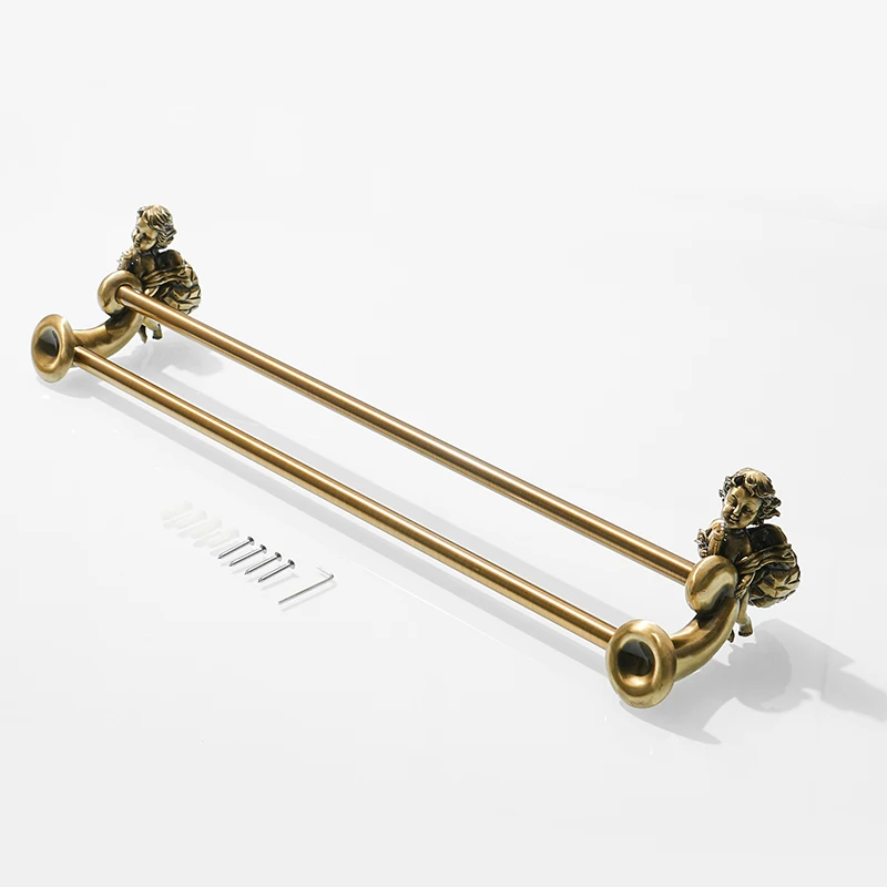 Bronze Color 2-Arm Towel Hanger Space Saving Towel Racks Classic Angel Home Deco Wall Mount Bathroom Shelf MB-0788B