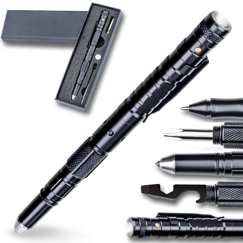 

Portable LED Flashlight Torch Lamp Military Pen Self Defense Gadget Multi Tool