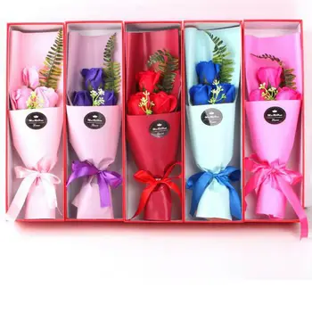 

FAROOT Soap Rose Flower Cute Bear Teddy Bear Luxury Girlfriend Valentine's Day Gift 3 Roses + bear Wrapped in a Gift Box