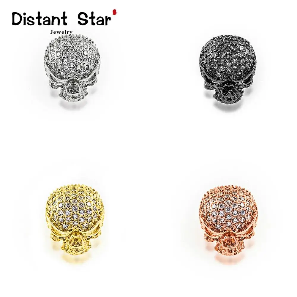 13*11mm Skull Head High Quality DIY Bracelet Beads Jewelry Accessories Making Necklace Pendant Copper Cubic Zirconia Hole | Украшения и