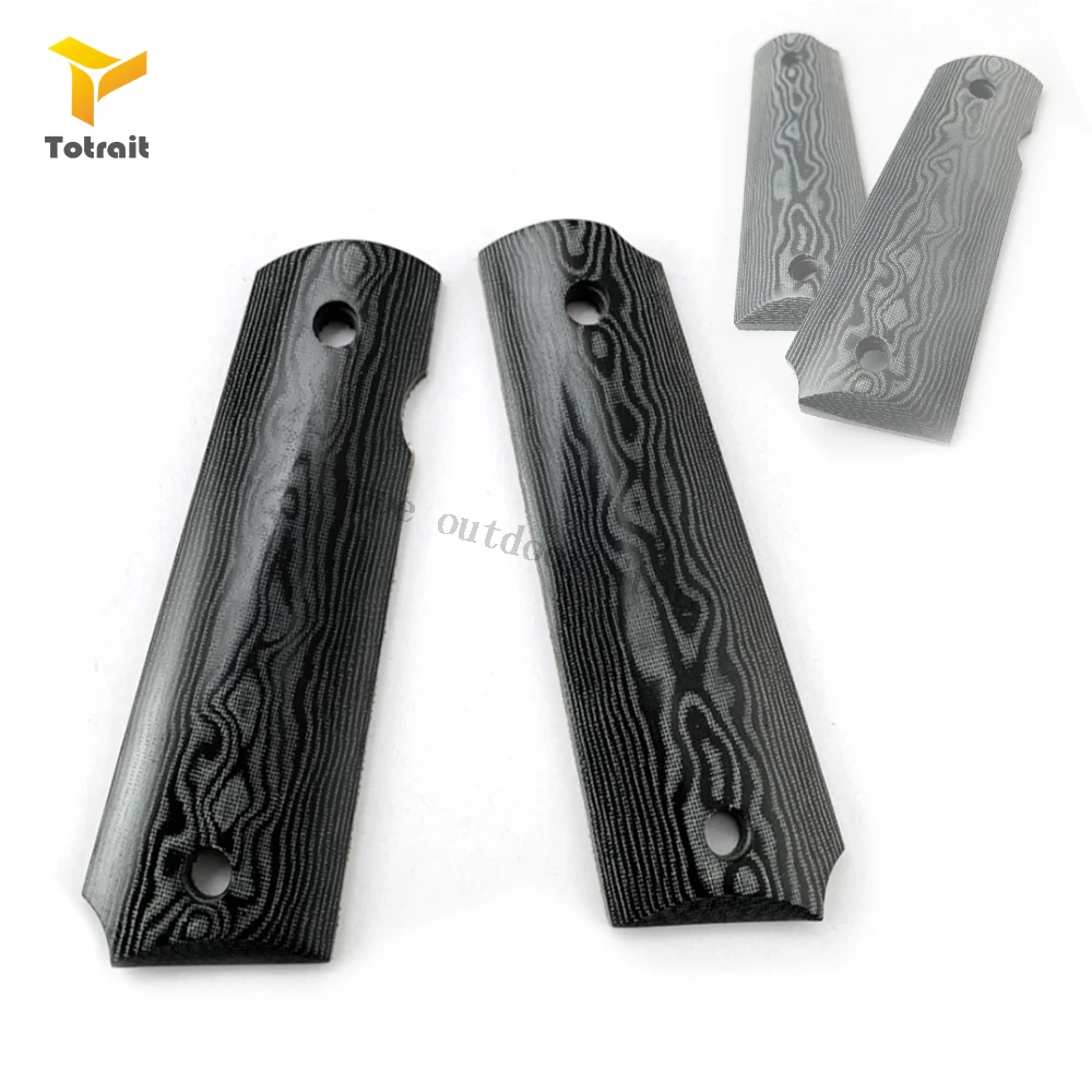 

TOtrait 1 Pair Damascus Pattern Micarta Handle DIY Patch Material Upgrade Anti-slip Scales Slabs Blanks For 1911 Grips