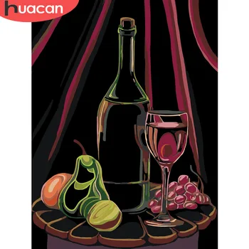 

HUACAN Oil Painting By Number Fruit HandPainted Kits Drawing Canvas DIY Pictures Food Home Decoration Art Gift