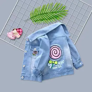 

lollipop Denim Jacket for Girls Coats Children Clothing Autumn Baby Girls Clothes Outerwear Jean Jackets & Coats for Child Girls