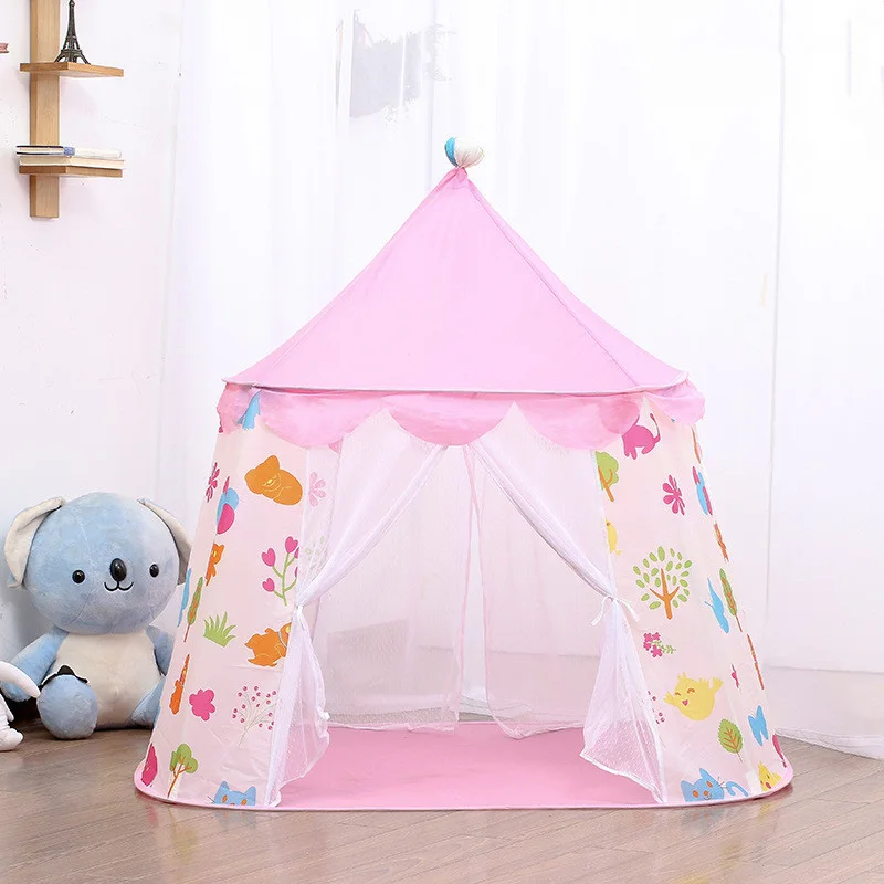 Kid Teepee Tent House For Game Room Decor Kids Outdoor Game Summer Children's Tent Princess Castle Tent  Portable Foldable Gifts 4