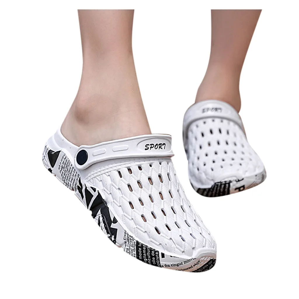 

Men Flat Breathable Non-Slip Sandals Flip Flops Casual Round Toe Slip-On 2020 Black White Gray PVC Men Sandals Comfortable